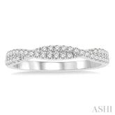1/4 Ctw Twisted Round Cut Diamond Wedding Band in 14K White Gold